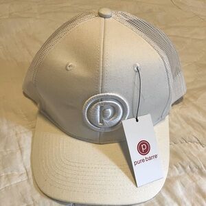 White Pure Barre trucker hat